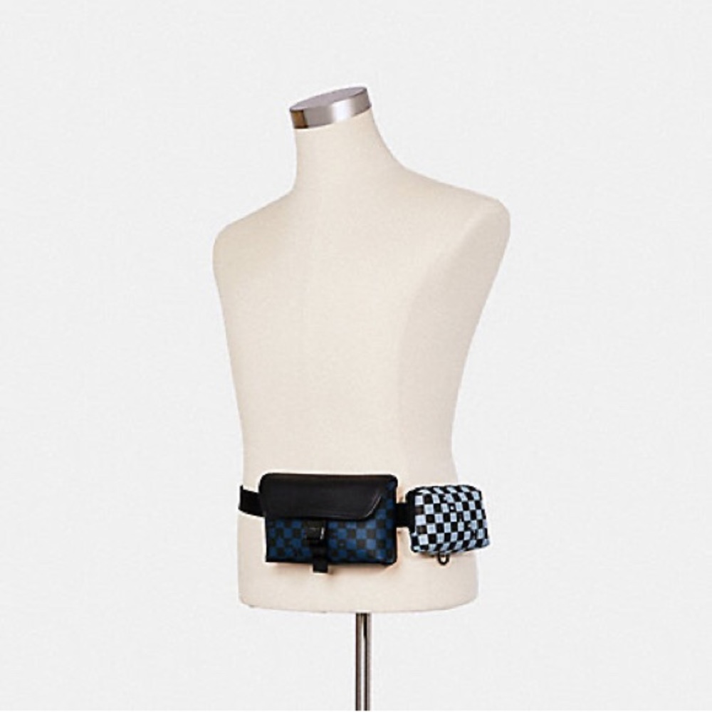 RIDER DOUBLE BELT BAG WITH CHECKER PRINT